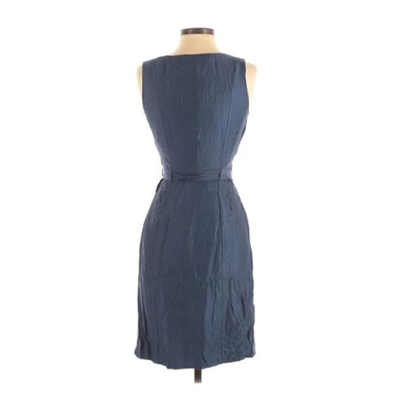H&M Dress 4 Crinkle Surplice Belted Tencell Lyocell Sustainable Fabric Blue - Picture 3 of 6
